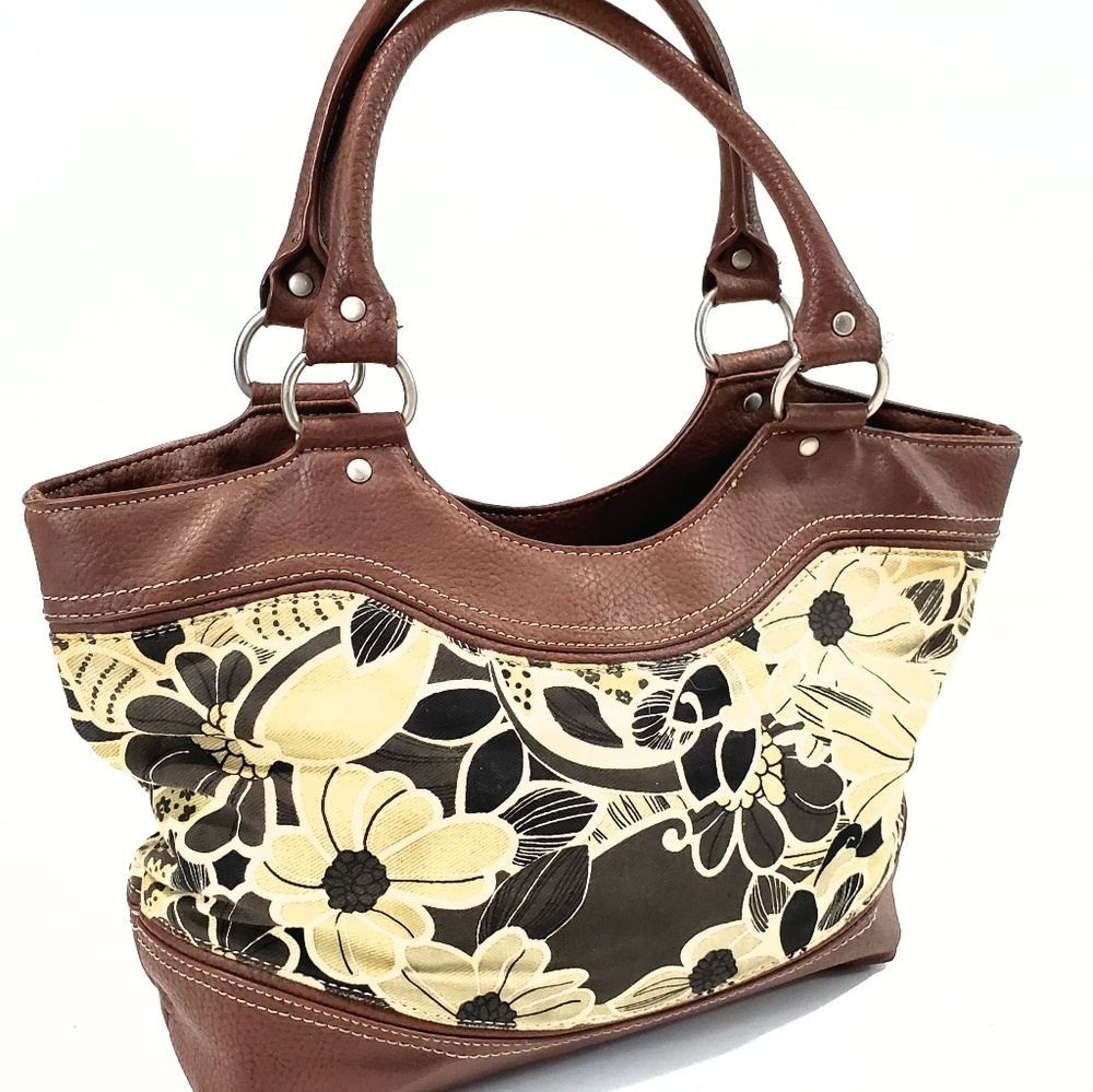 Croft & Barrow Print With Brown Trim Handbag EUC